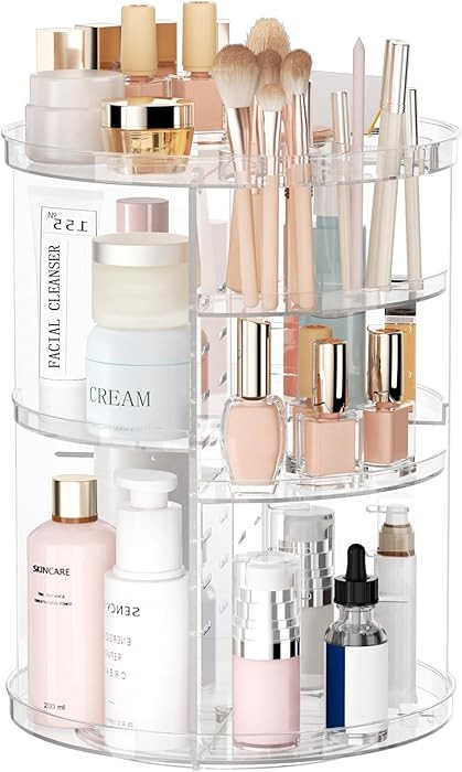 Rotating Makeup Organizer, DIY 8 Adjustable Layers Spinning Skincare Organizer, Cosmetic Display ... | Amazon (US)