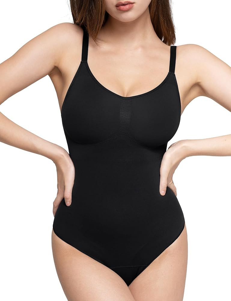 PUMIEY Shapewear Bodysuit for Women Tummy Control V-Neck With Open Gusset Hourglass Collection | Amazon (US)