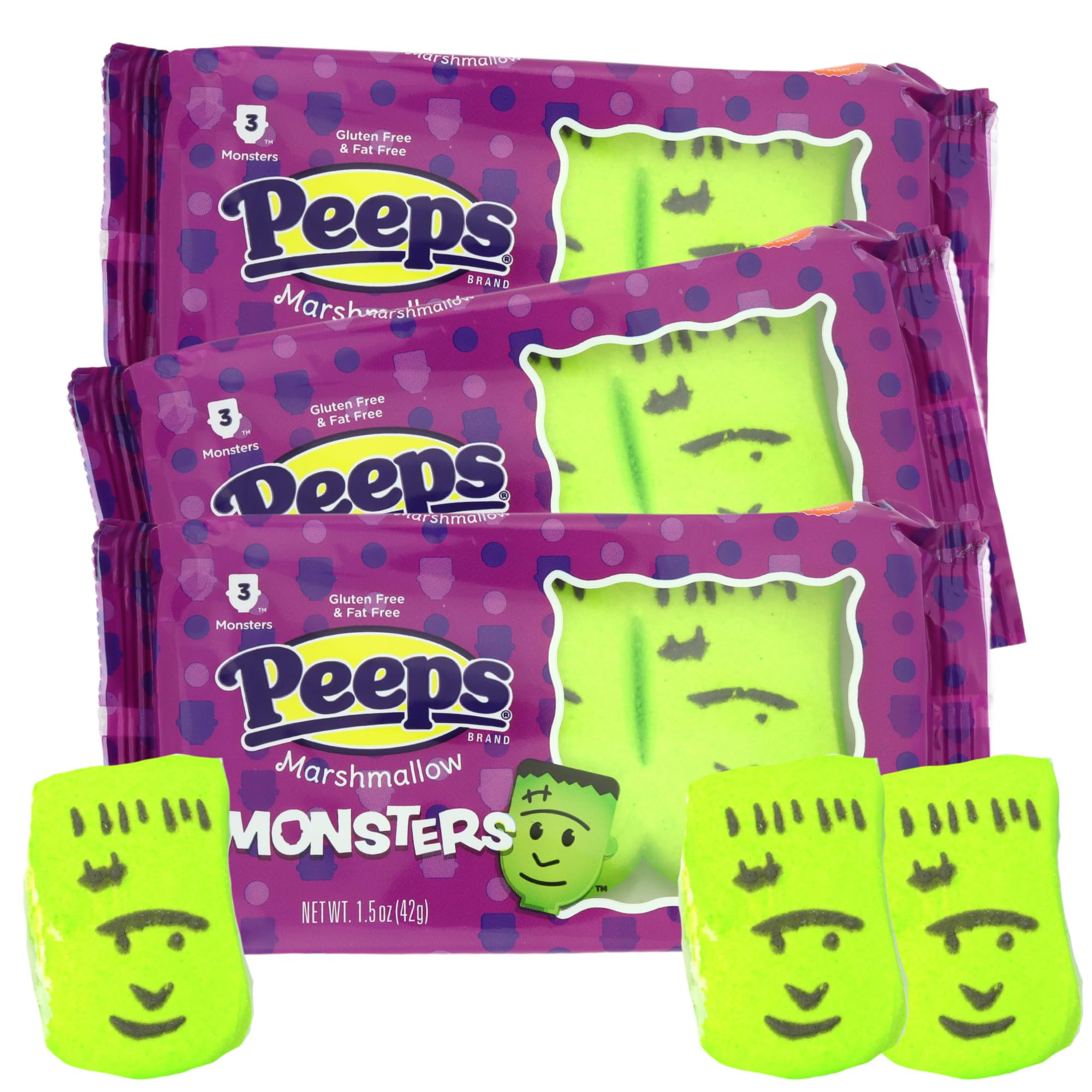 Halloween Peeps Monster Marshmallows, Spooky Party Favors or Dessert Toppers, 3 Count (Pack of 3) | Amazon (US)