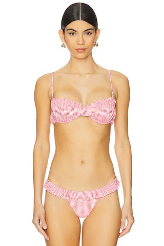 Chessa Bikini Top in Gingham Red | Revolve Clothing (Global)