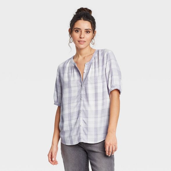 Women’s Short Sleeve Tie-Front Button-Down Blouse - Universal Thread™ | Target