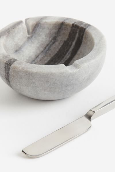 Marble Butter Bowl and Knife - Gray - Home All | H&M US | H&M (US + CA)