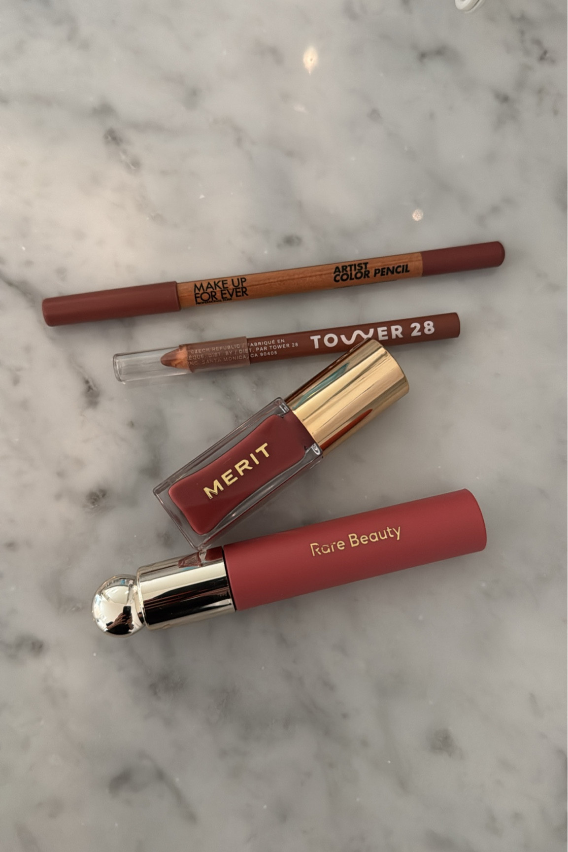 The perfect lip combos no matter how you mix it 
Make up forever: whatever walnut
Tower 28: work of art
Rare beauty: hope
Merit: pink beet

#LTKBeauty #LTKMostLoved