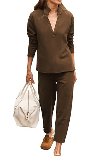 Feager Womens Slouchy Sets Two 2 Piece Lounge Wear 2024 Classy Fashion Cute Clothes Trendy Cozy Soft Travel Outfit | Amazon (US)