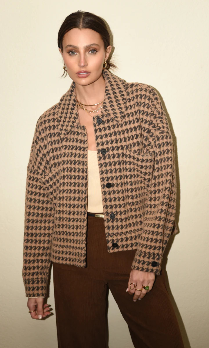 Tristan Houndstooth Cozy Knit Jacket | Greylin Collection | Women's Luxury Fashion Clothing 
