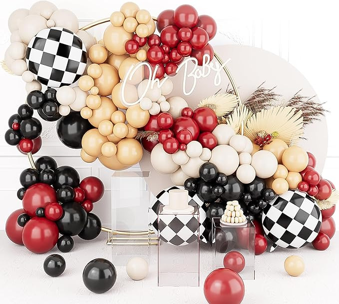Deiiom Red Black White Balloons Arch Garland Kit-143Pcs Black White Checkered Balloon Nude Balloo... | Amazon (US)
