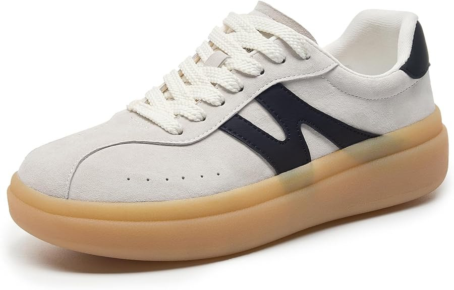 somiliss Sneakers for Women Genuine Leather Suede Upper Non-Slip TPR Outsole Tennis Walking Shoes... | Amazon (US)