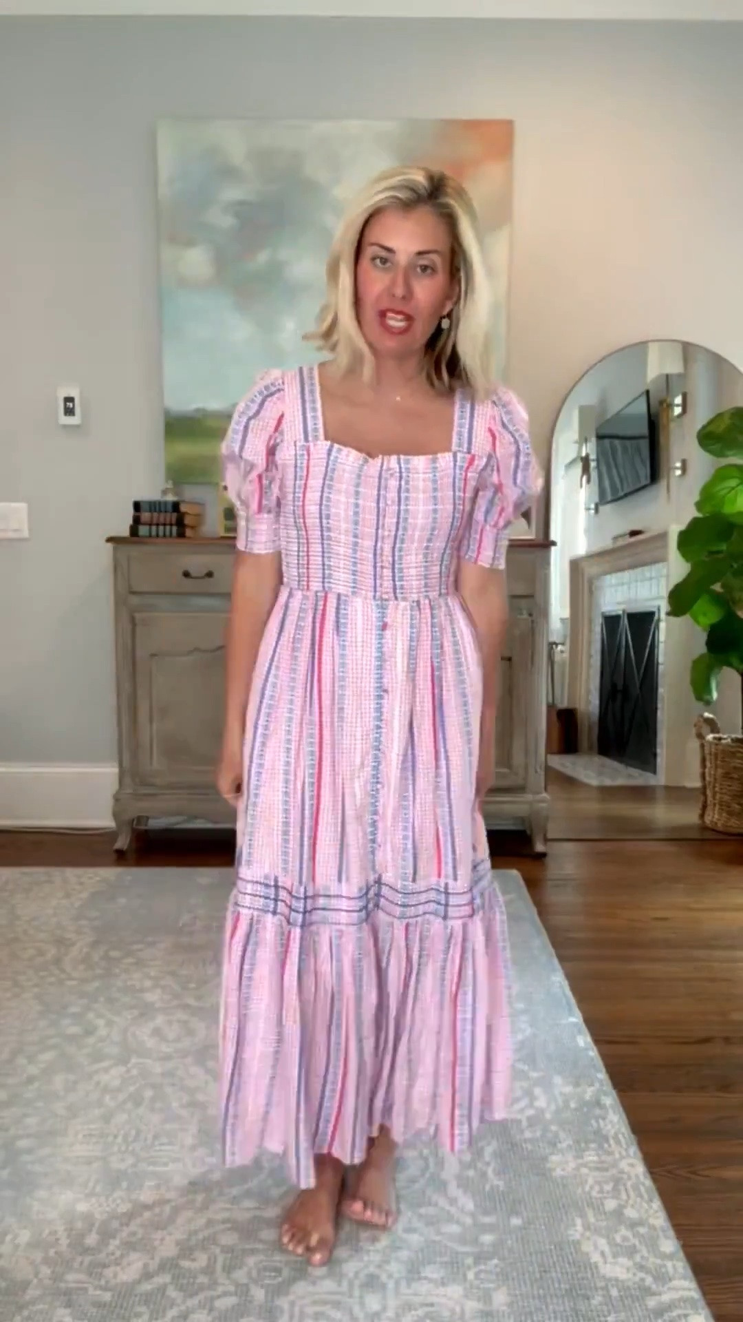 Oh my word….. pinks & blues, the square neck, the puff sleeves, the buttons on this one are gorgeous! We are styling this one all the ways! 
Dress - small
Heels & Boots  - 8 
Sandals -8 tts

#LTKmomlife #LTKgrwm #LTKootd