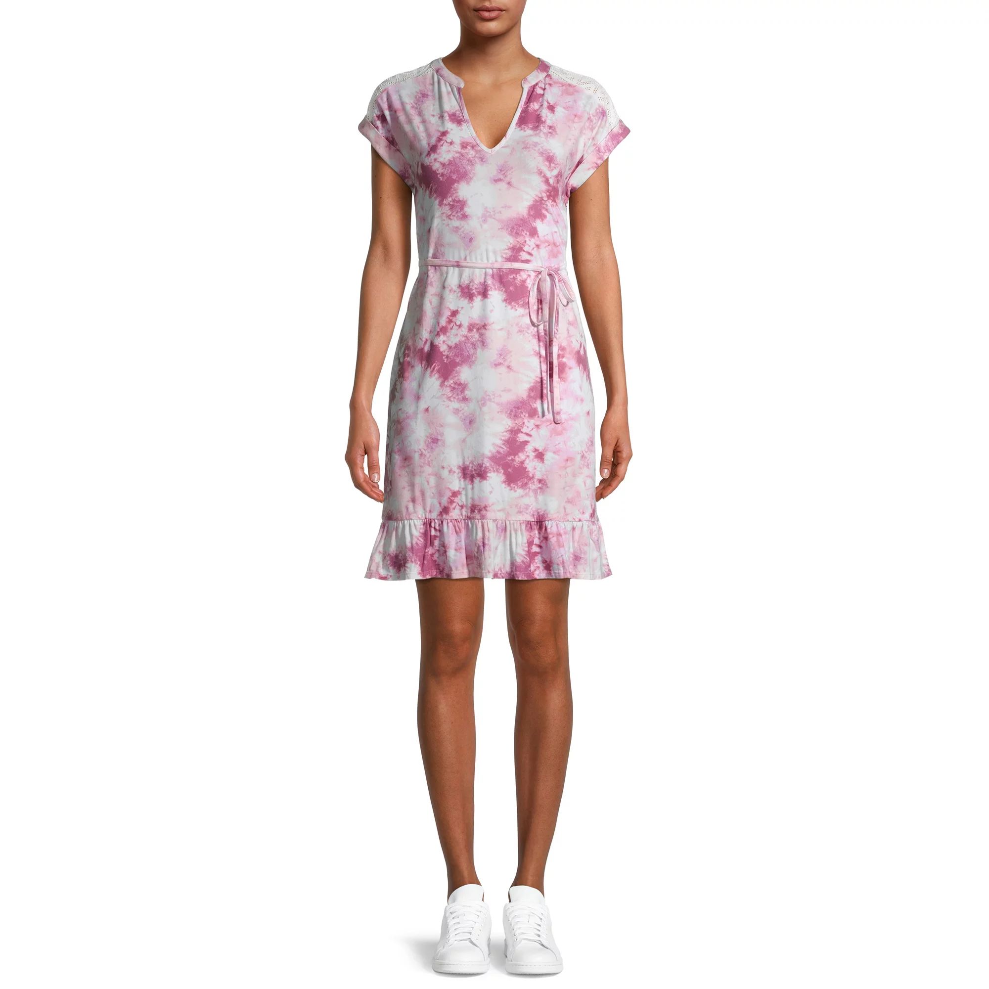 No Boundaries Juniors' Tier Dress with Lace | Walmart (US)