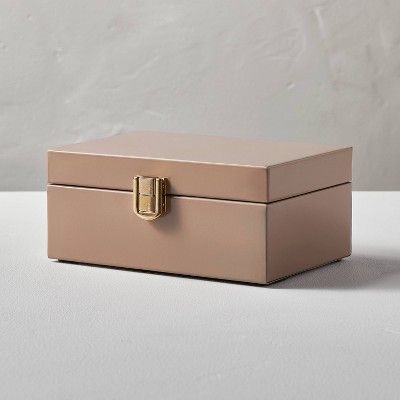 Small Desk Storage Metal Latch Box Brown - Hearth & Hand™ with Magnolia | Target