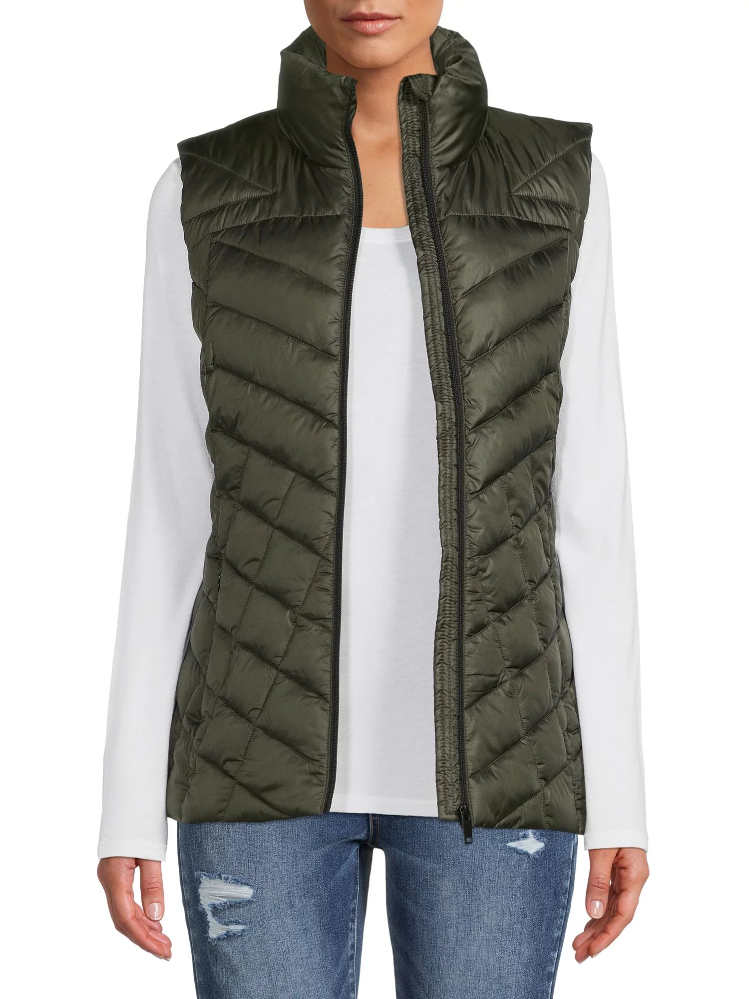 Big Chill Women's Down Blend Chevron Quilted Puffer Vest | Walmart (US)