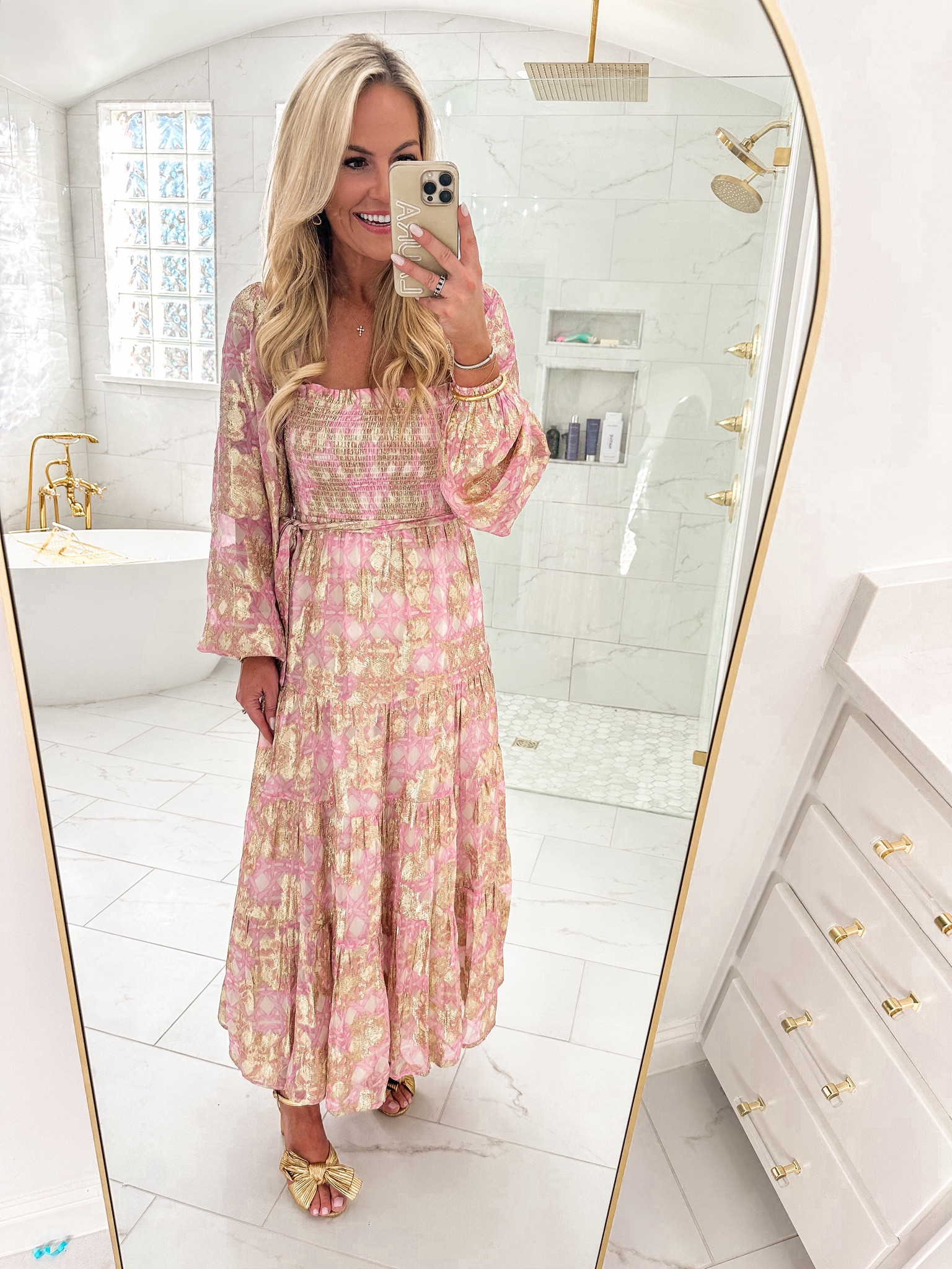 Perfect dress for upcoming occasions spring events, Valentine’s Day, wedding guest etc. runs tts wearing xs. Love these look a like Amazon find gold sandals too! 

#LTKsalealert