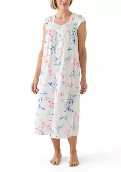 Miss Elaine Printed Cap Sleeve Long Nightgown | Belk