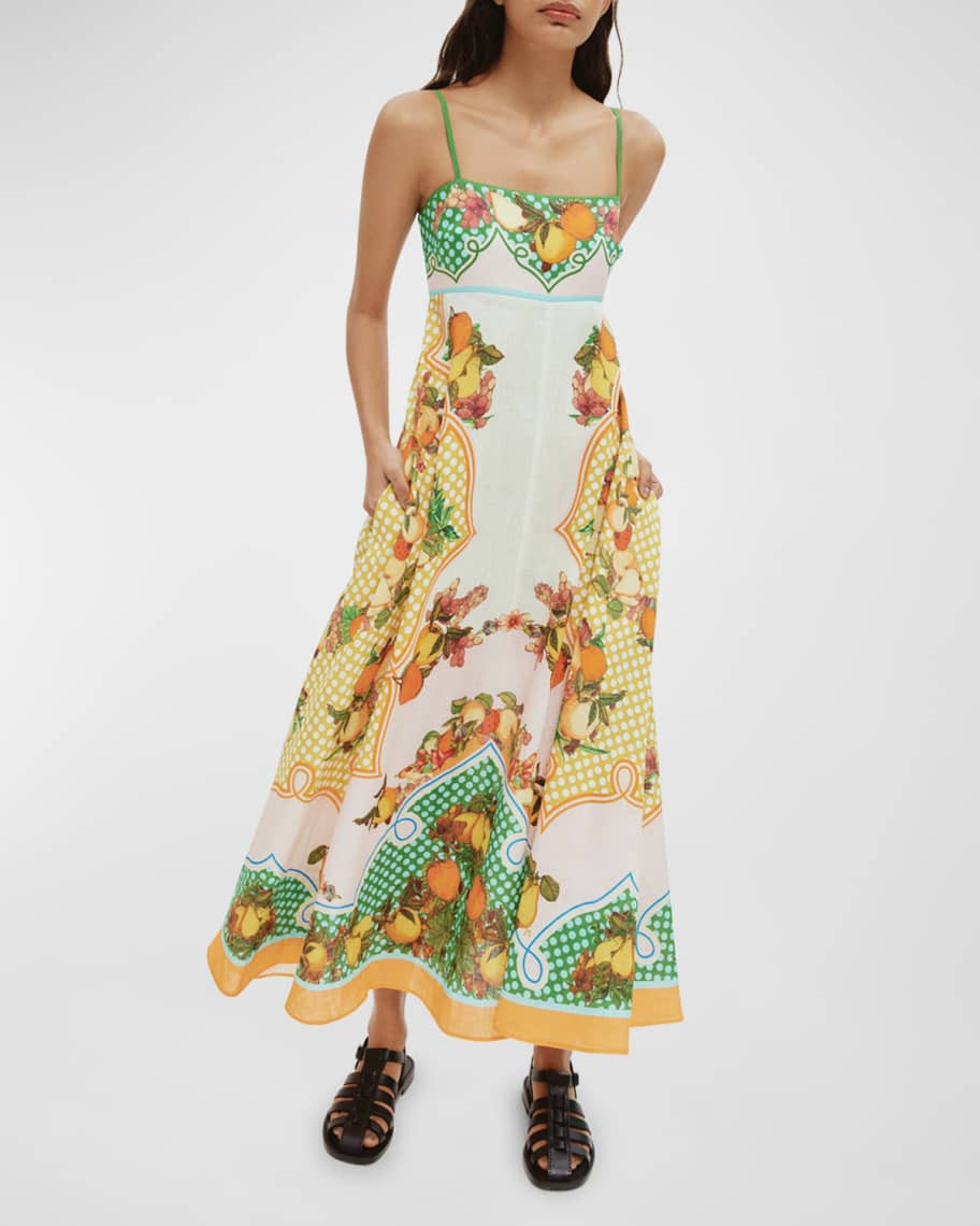 Lemonis Spaghetti-Strap Midi Linen Sundress | Neiman Marcus