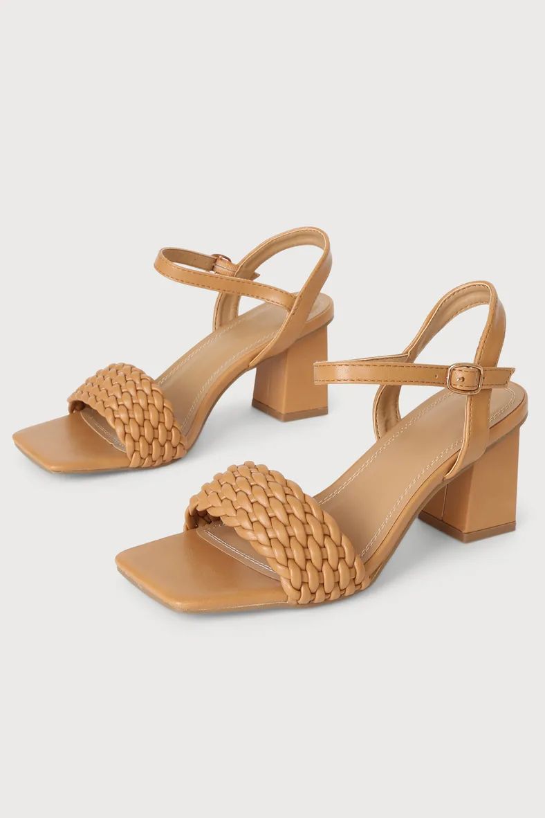 Catelyn Tan Woven Ankle Strap High Heel Sandals | Lulus (US)