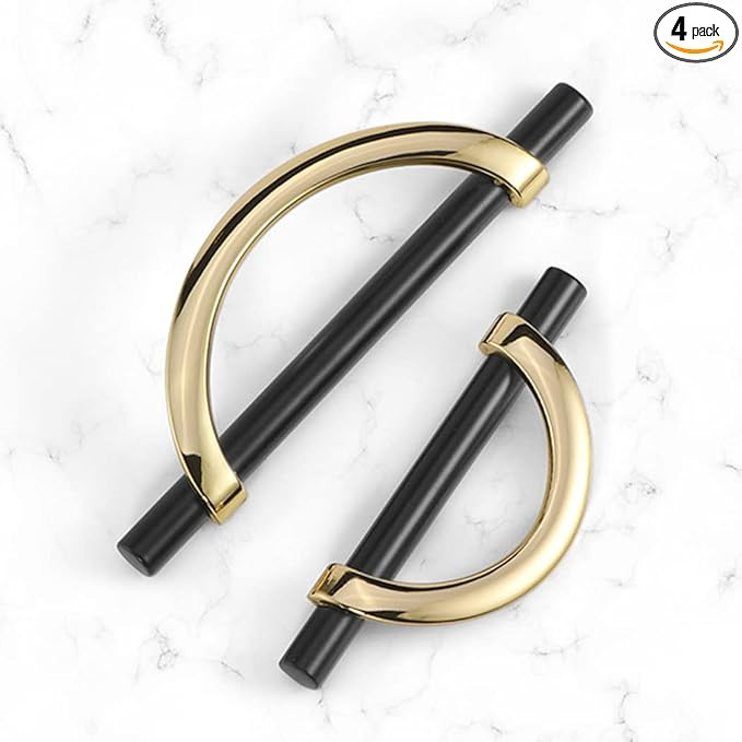 DAPANIY Black Gold Cabinet Pulls Drawer Pulls, Half Moon Shape Cabinet Pulls Black Gold Drawer Dr... | Amazon (US)