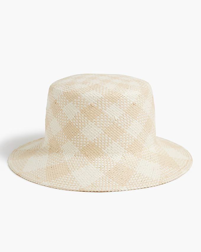 Gingham straw bucket hat | J.Crew Factory