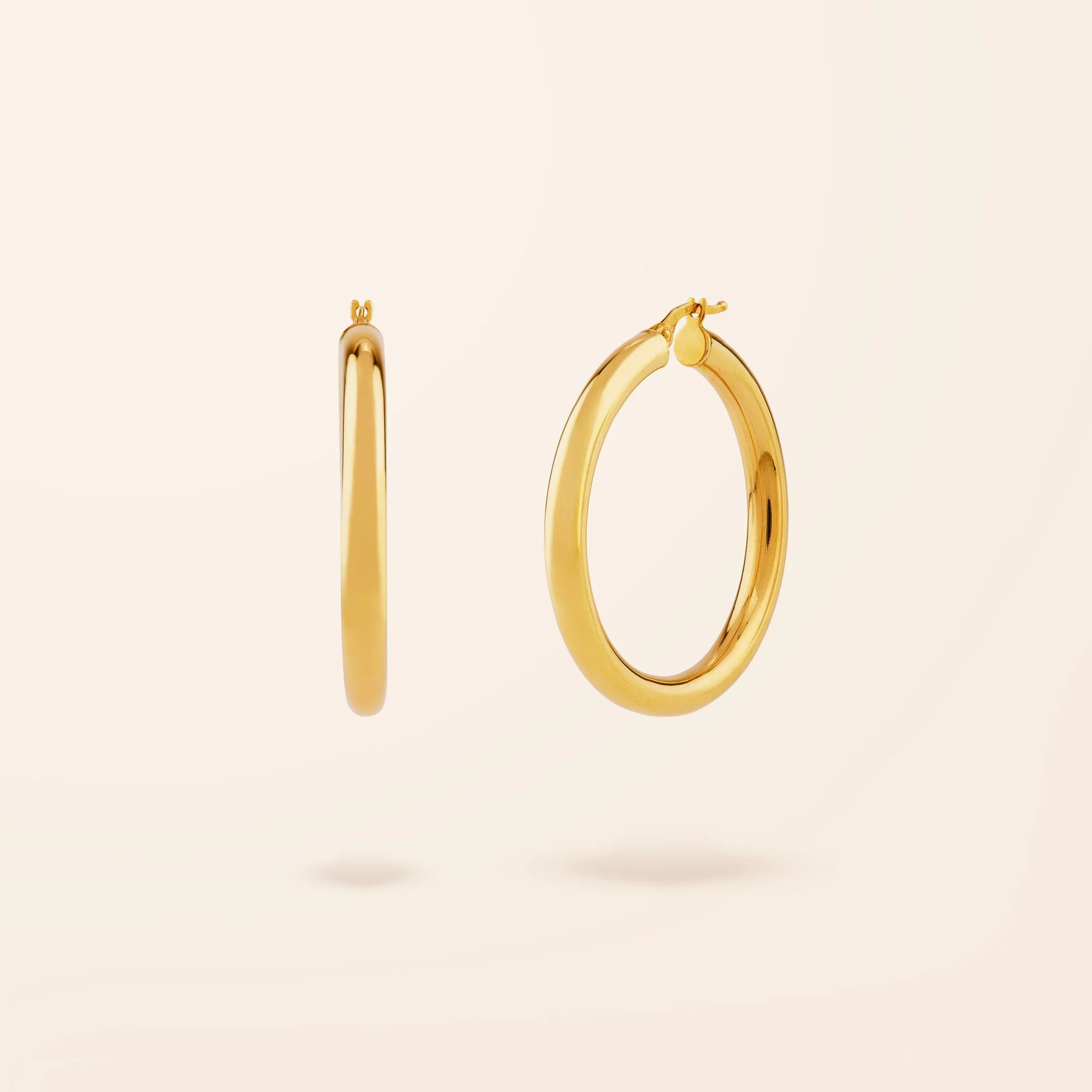10K Gold Medium Everyday Hoop Earrings | Van Der Hout Jewelry