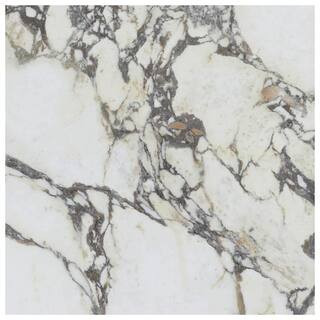 Signet Arabescato White 8 in. x 0.35 in. Marble Look Satin Porcelain Floor and Wall Tile Sample | The Home Depot