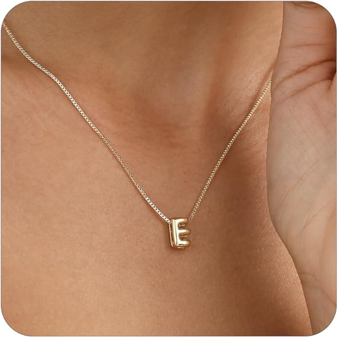 Bubble Gold Letter Necklace for Women, 14k Gold Plated Balloon Initial Necklace, Dainty Gold Neck... | Amazon (US)
