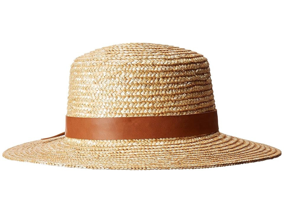 San Diego Hat Company WSH1203 - Wheat Straw Boater with Faux Leather Band (Natural) Caps | Zappos