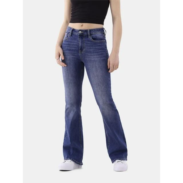 No Boundaries Mid Rise Flare Jeans, 32” Inseam, Women’s | Walmart (US)