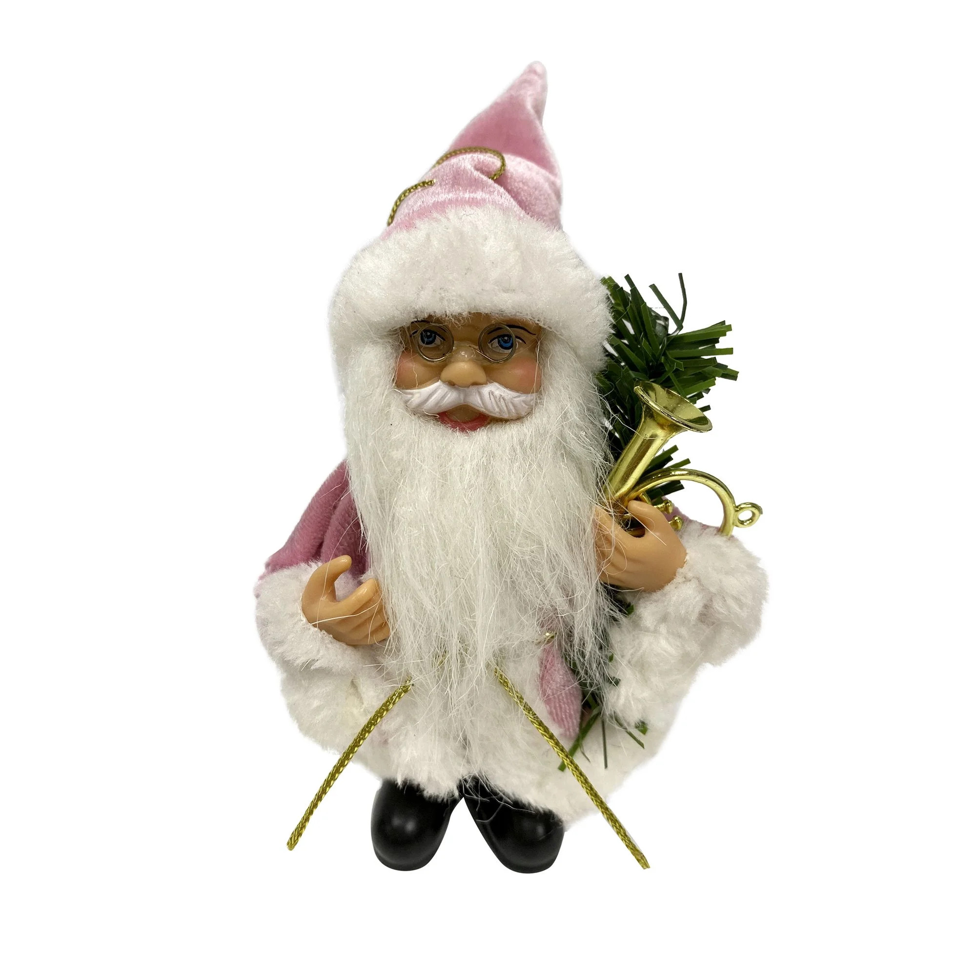 Holiday Time Pink Fabric Santa Claus Hanging Christmas ornaments 6"(15cm) | Walmart (US)