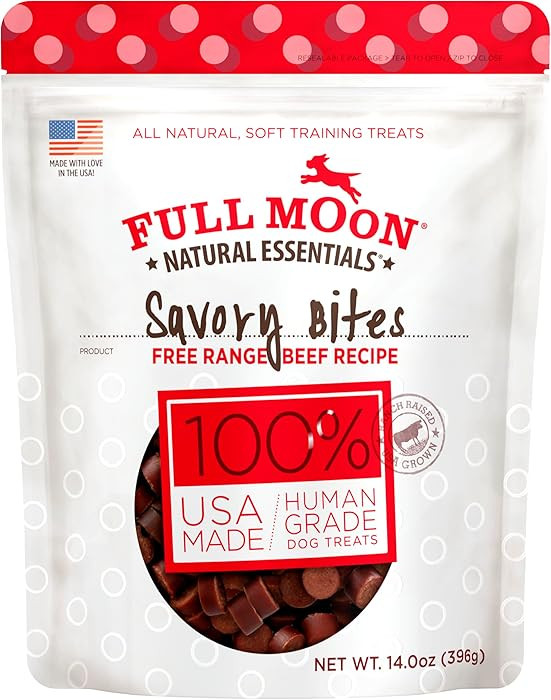 Full Moon All Natural Human Grade Dog Treats, Essential Beef Savory Bites, 14 Ounce | Amazon (US)