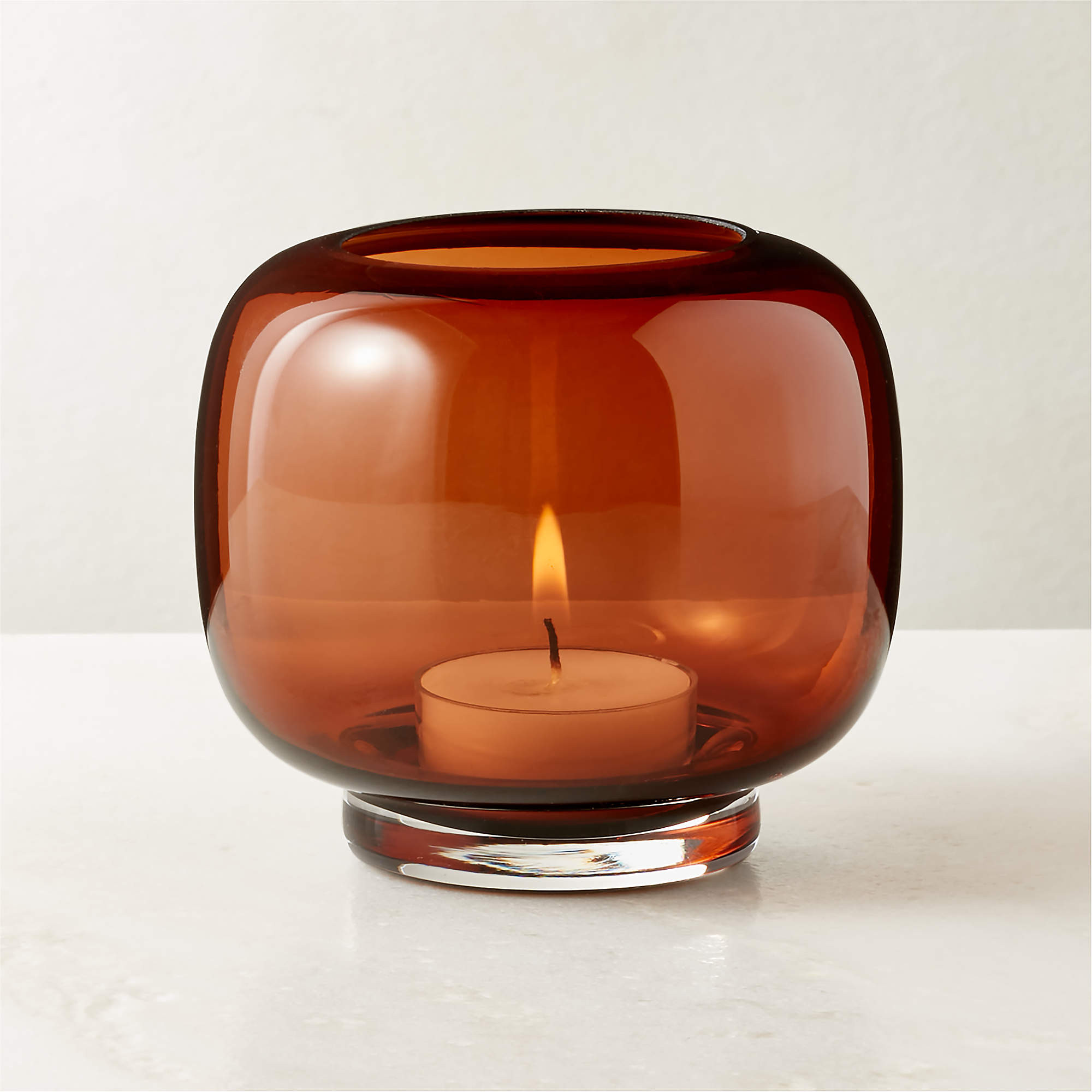 Coco Smoked Amber Glass Tealight Candle Holder + Reviews | CB2 | CB2