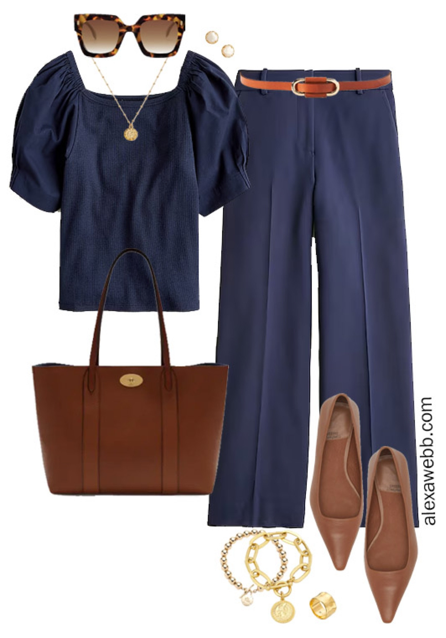 Plus Size Summer Work Outfits 1 - A plus size business casual outfit idea in all navy with camel accessories. Alexa Webb

#LTKStyleTip #LTKPlusSize #LTKWorkwear