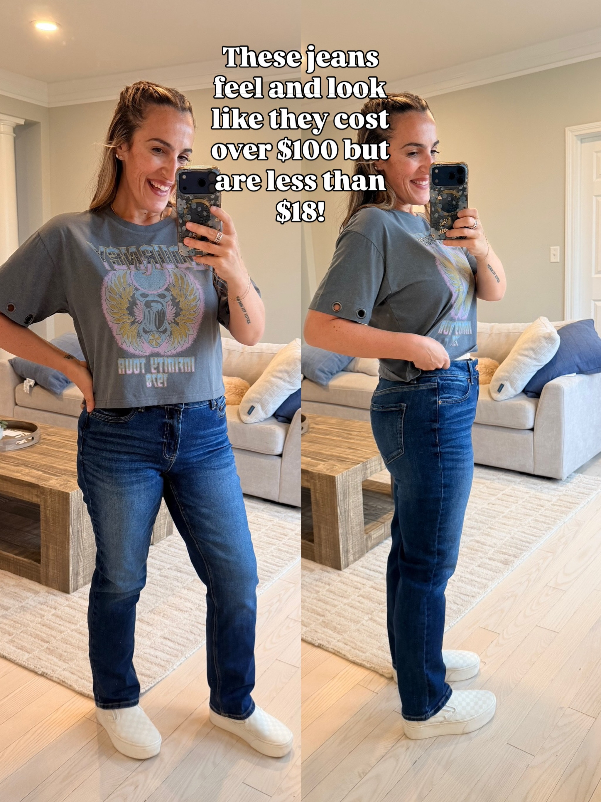 The perfect skinny, but not too skinny jean. Just a classic look with a classic band shirt! Can't get more simple in giving off chill mom vibes. 8 in the jeans small top
#casualchic #bandshirt #skinnyjean #denim 

 #LTKmomlife #LTKOver40