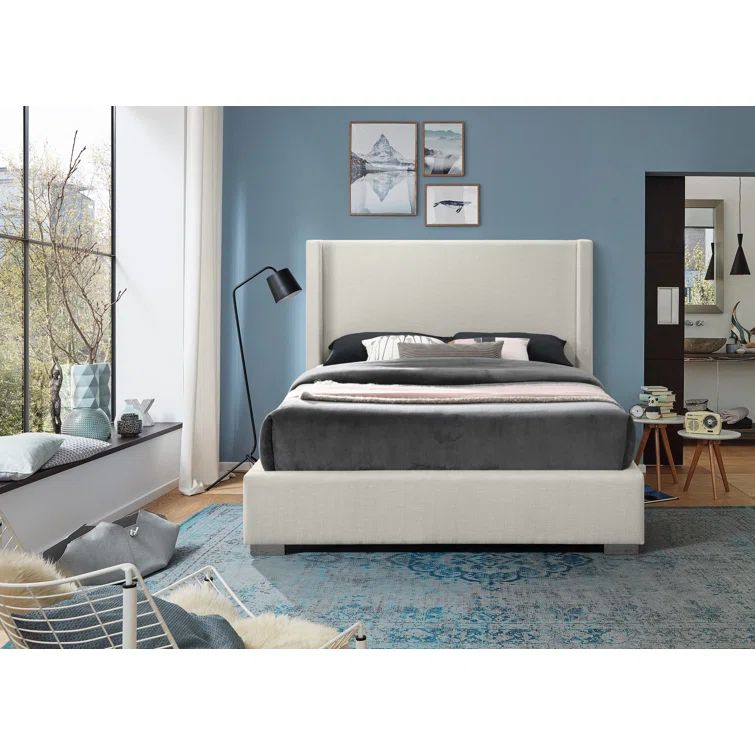 Leavon Solid Wood and Upholstered Platform Bed | Wayfair North America