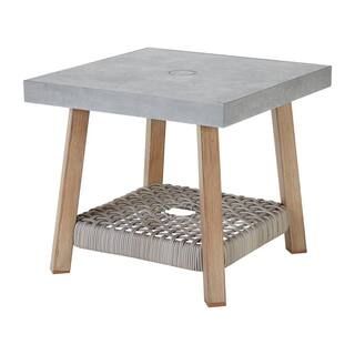 Beachside Square Steel Outdoor Patio Side Table with Tile Top | The Home Depot