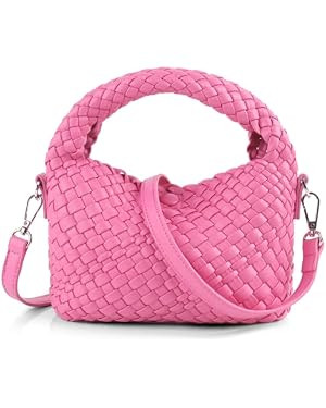 Woven Crossbody Bag Small Tote Cute Purse for Women,Top Handle Handbag Pu Leather Shoulderbag wit... | Amazon (US)