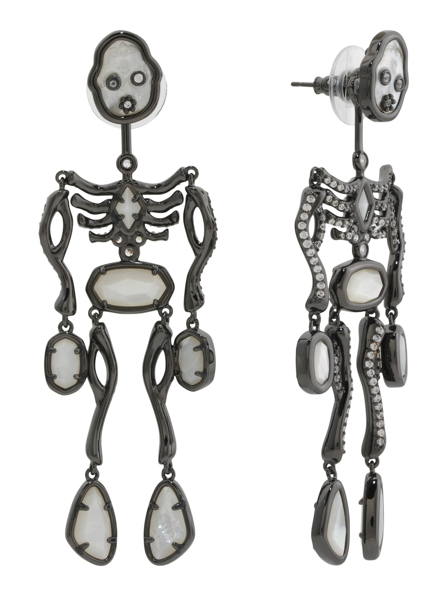 Silver Ivory Mother Of Pearl Skeleton Statement Earrings | TJ Maxx