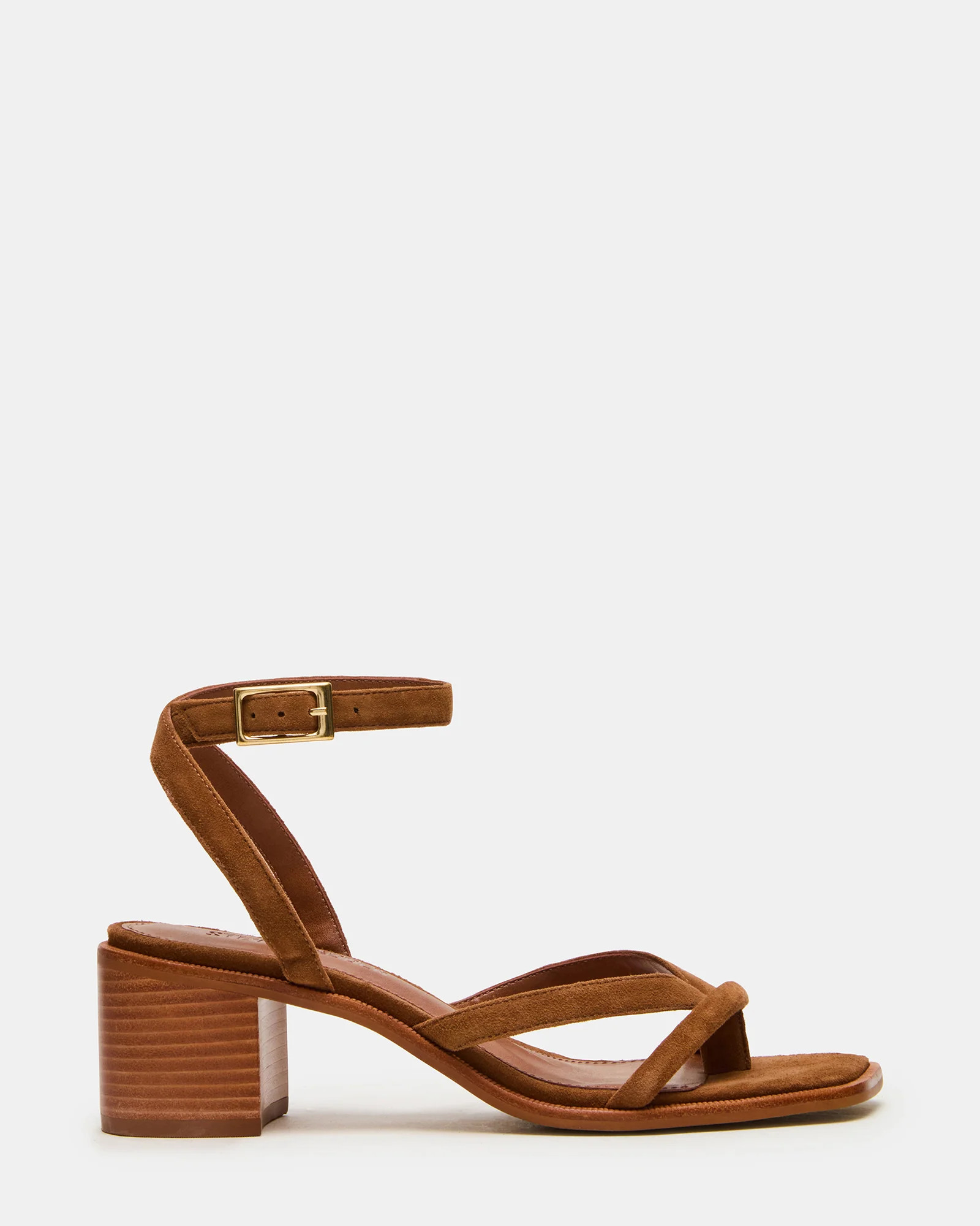 TILLY Chestnut Suede Square-Toe Block Heel Strappy Women's Sandal | Steve Madden (US)