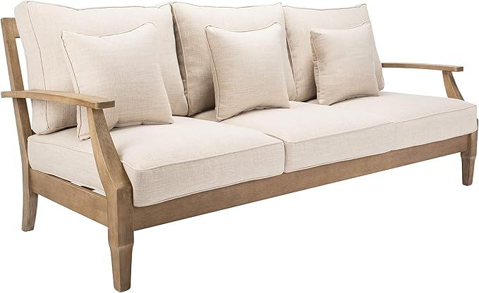 Safavieh CPT1013A Couture Martinique Natural and White Wood Outdoor Patio Sofa | Amazon (US)