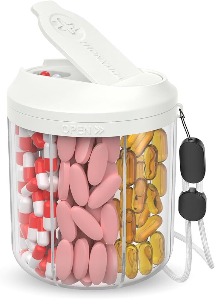 Pill Dispenser with 7 Large Compartments, Pill Bottle Organizer for Travel, Supplement Organizer ... | Amazon (US)