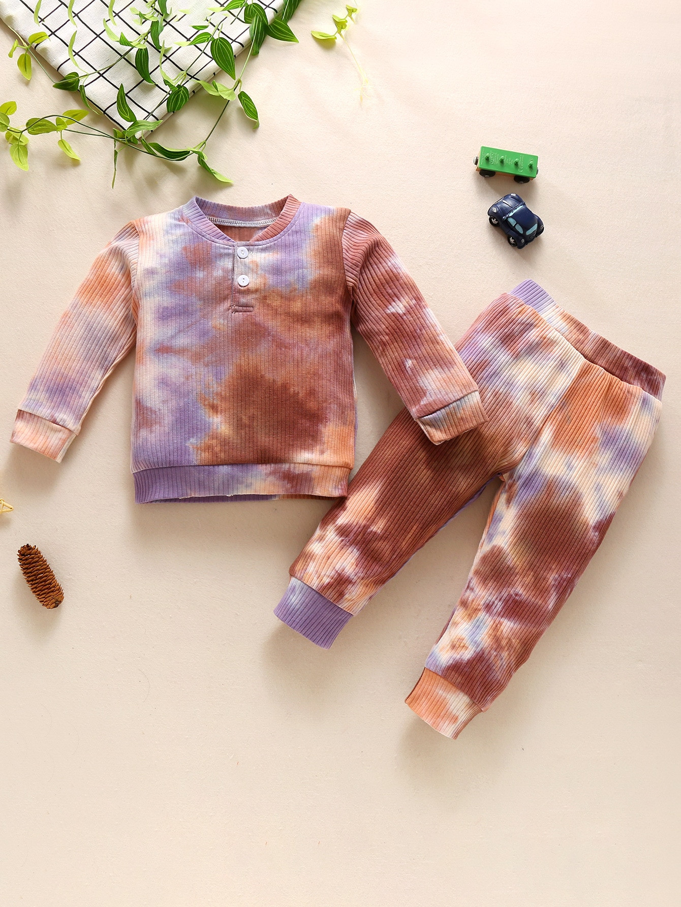 Toddler Boys Tie Dye Print Sweatshirt & Sweatpants | SHEIN