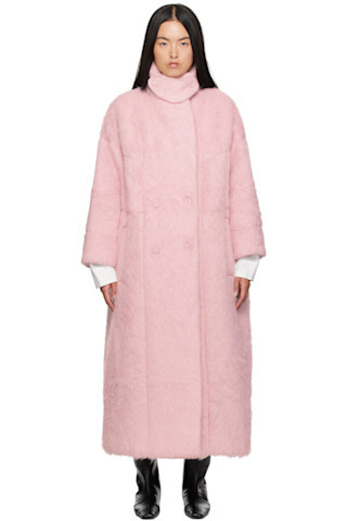 Pink Long Cocoon Coat | SSENSE