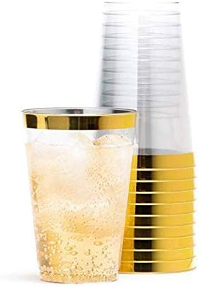 Tebery 100 Pack Clear Plastic Cups Party Glasses, 16Oz Disposable Cups Plastic Tumblers, Elegant Par | Amazon (US)