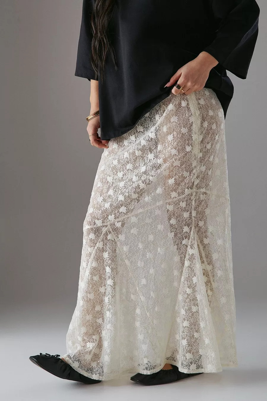 Petite Sheer Lace Fishtail Maxi Skirt | Nasty Gal US