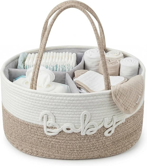 Diaper Caddy Organizer with Changeable Compartments, Newborn Essentials, Portable Nursery Storage... | Amazon (US)