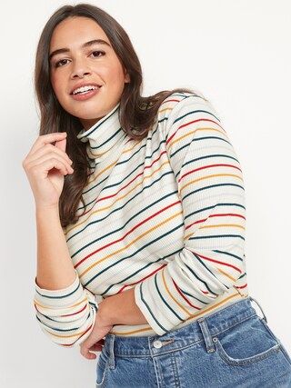 Striped Rib-Knit Long-Sleeve Turtleneck Top for Women | Old Navy (US)