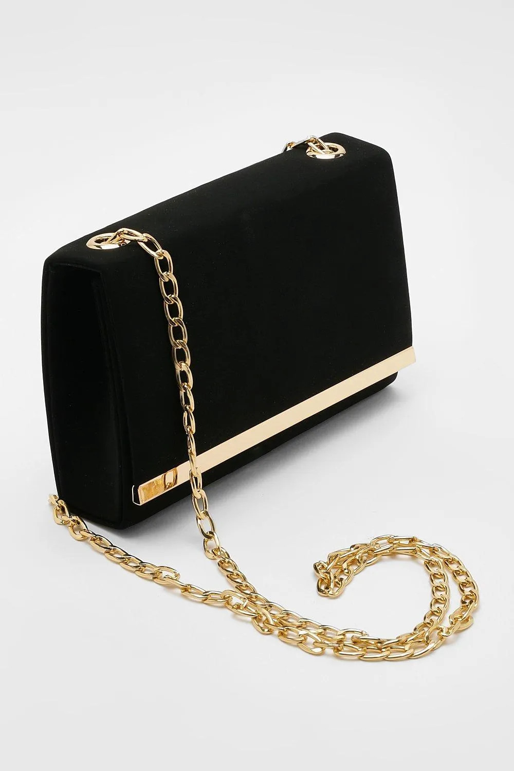 Structured Hardware Detail Clutch Bag and Chain | Boohoo.com (UK & IE)