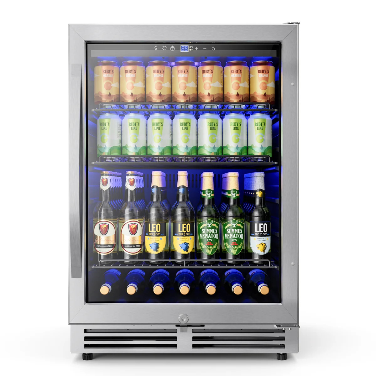 24 Inch Beverage Refrigerator, 190 Can Built-In and Freestanding Cooler with Glass Door, LED Ligh... | Wayfair North America