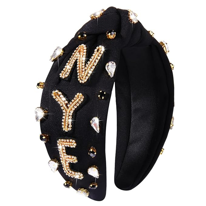 Happy New Year Headband for Women New Year’s Eve Accessories Gold Beaded NYE NEW YEAR Knotted H... | Amazon (US)
