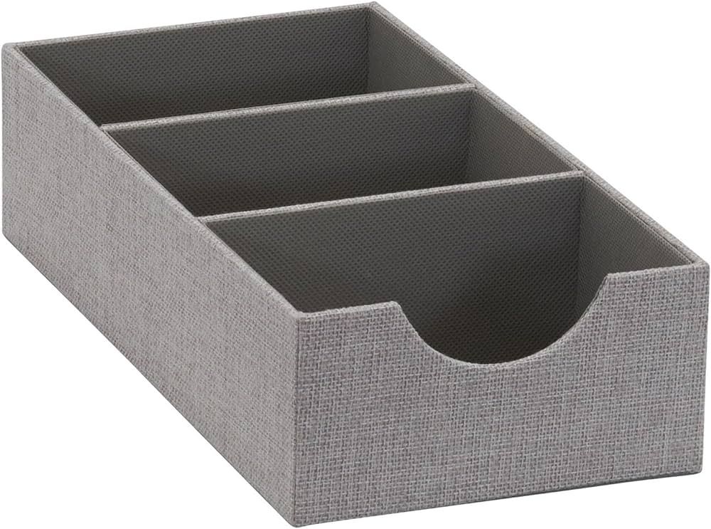 Household Essentials Grey 727-1 Deep 3 Section Drawer Organizer Box for Storage | 12 in x 6.13 in... | Amazon (US)