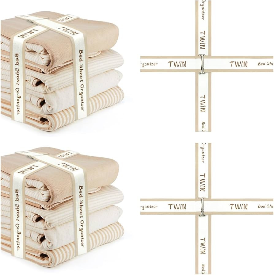 ZURLEFY Closet Foldable Sheet Set Organizer, Elastic Bed Sheet Organizer Bands, Bedding Sheet Sto... | Amazon (US)