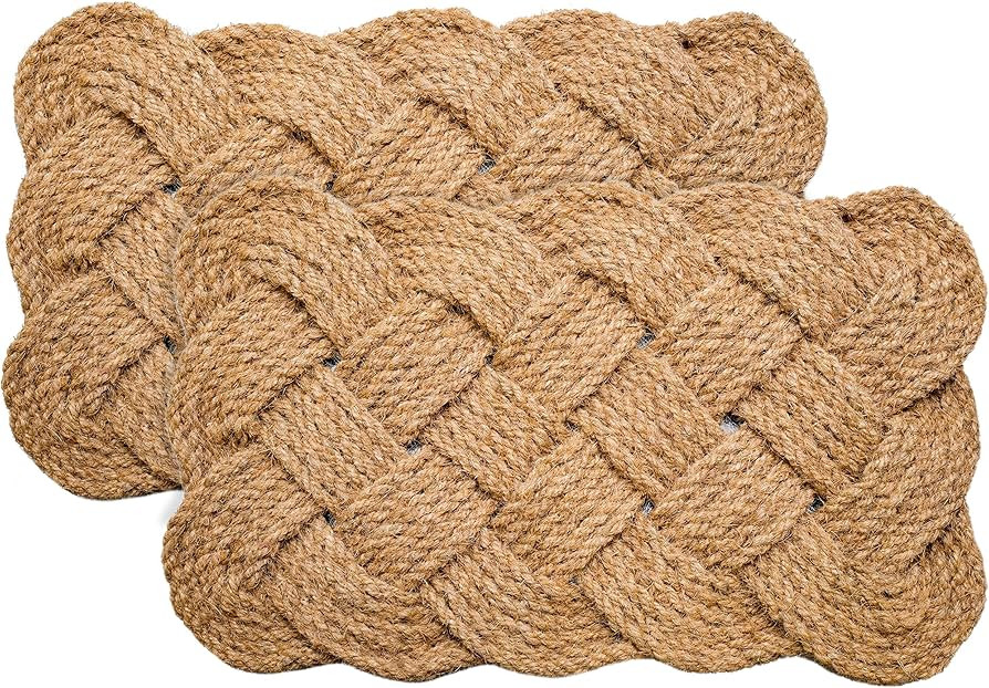 Natural Jute Rope Woven Doormat - Set of 2-18x30-100% All Natural Fibers Nautical Mat - Classic I... | Amazon (US)